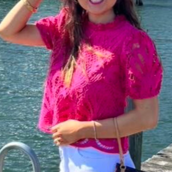 Classic Tan Lace Puff Sleeve Blouse - Picture 5 of 6